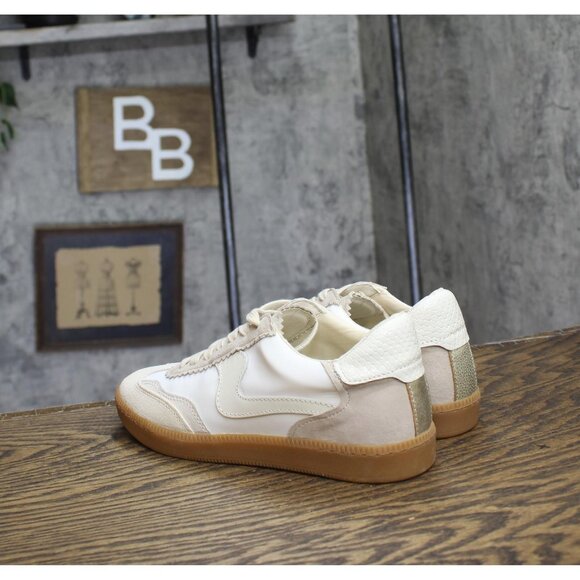 Dolce Vita Womens Lace Up Notice Sneakers NOTICE Ivory Multi Nylon Brown 6M - Picture 2 of 9